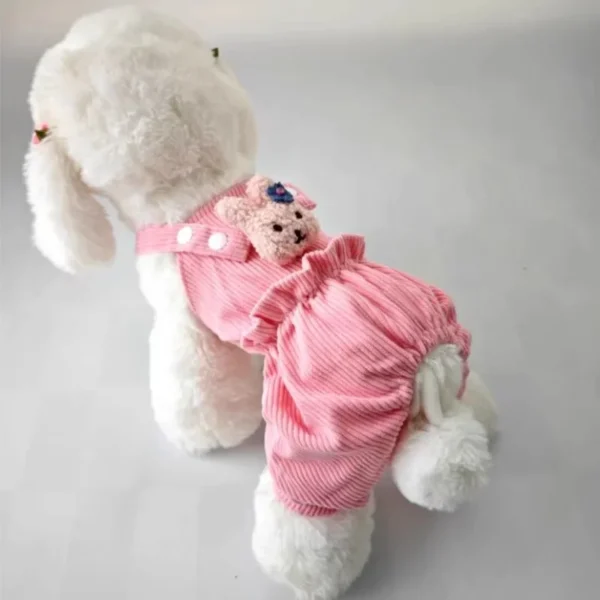 Cute Dog Jumpsuit Pink Yellow Strap