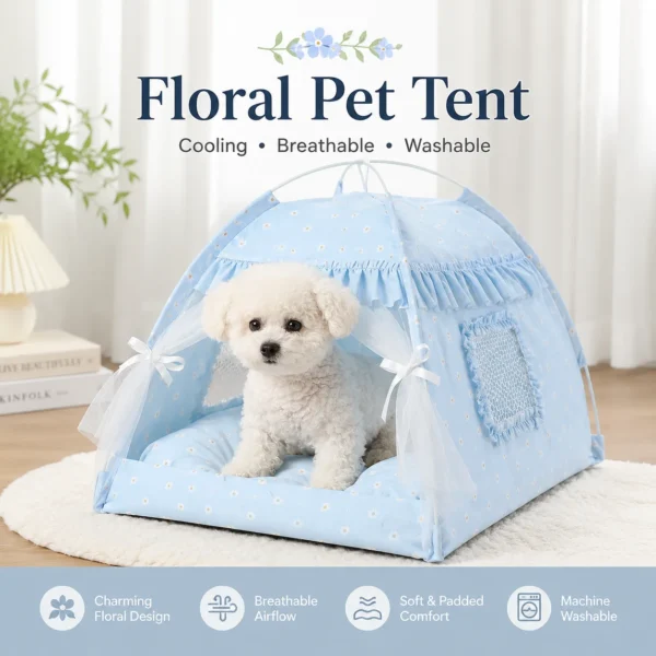 1pc Floral Cooling Pet Tent for Small Pets