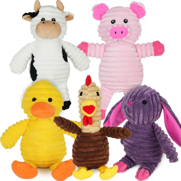 Plush Squeaky Dog Chew Toy Set